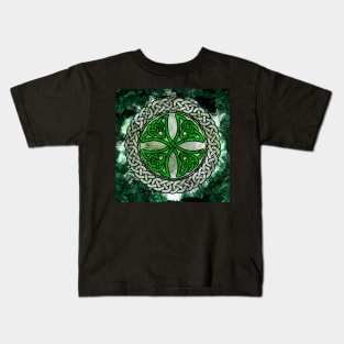 Green Celtic Shield Knot on Marble Kids T-Shirt